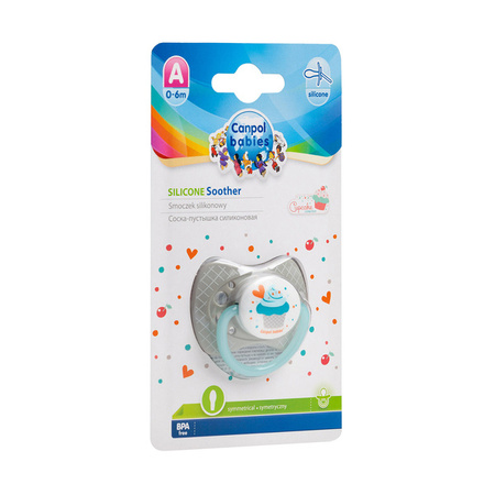 Canpol Babies Cupcake Smoczek Uspokajający Silikonowy Symetryczny 0-6m Szary