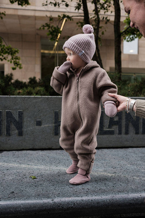 Lodger Czapeczka z wełny merino 100% różowa Rose 3-6m