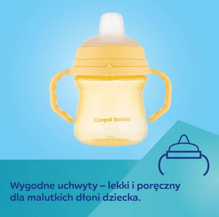 Canpol Babie sFirstCup Kubek z Silikonowym Ustnikiem 250ml Bonjour Niebieski 56/613_blu