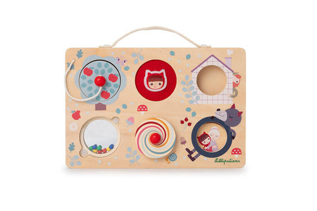 LILLIPUTIENS Drewniana tablica manipulacyjna walizka Czerwony kapturek 12 m+