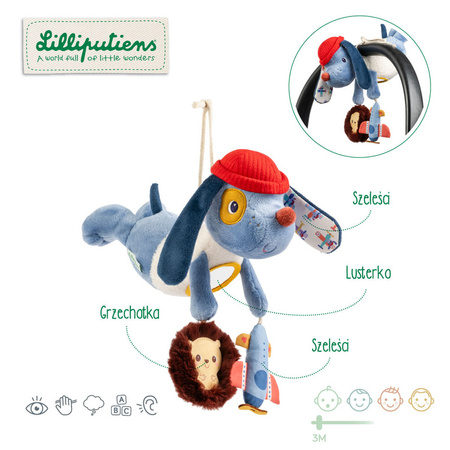 Lilliputiens Wielofunkcyjna przytulanka do powieszenia Piesek Jules 3 m+