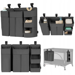 Lionelo Sidepocket Large Organizer na łóżeczko wiszący przybornik duży 3w1 Grey