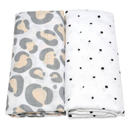 Motherhood Otulacze Muślinowe Bawełniane Premium 100x120cm 2 szt. Ocelot Łososiowy 