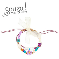 Souza! Podwójna bransoletka z koralików i sznurka Phileine fioletowa