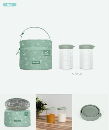Miniland Pojemniki Szklane ECO-friendly 2x250ml Z Torbą Izotermiczną - Żabka