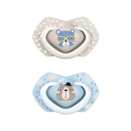 Canpol Babies Smoczek Silikonowy Symetryczny Bonjour Paris 0-6m 2szt. 22/647_blu Boy