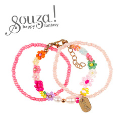 Souza! Bransoletki kwiatki z koralików różowe Loiz 3 szt.
