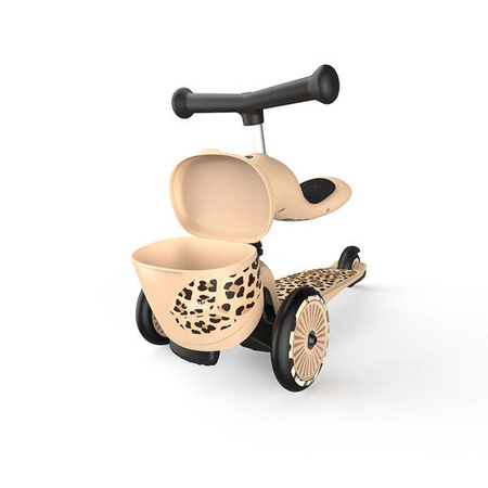Scootandride Highwaykick 1 Lifestyle 2w1 Jeżdzik i Hulajnoga Trójkołowa z Zamykanym Schowkiem 1-5 lat Leopard