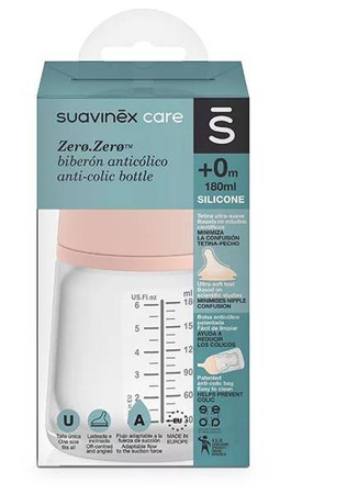 Butelka 180ml smoczek silikon przepływ adaptacyjny Uzupełnienie karmienia piersią Suavinex ZERO ZERO