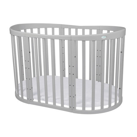 [OUTLET] Waldin Łóżeczko Dziecięce Owalne 7w1 z Materacem Szare