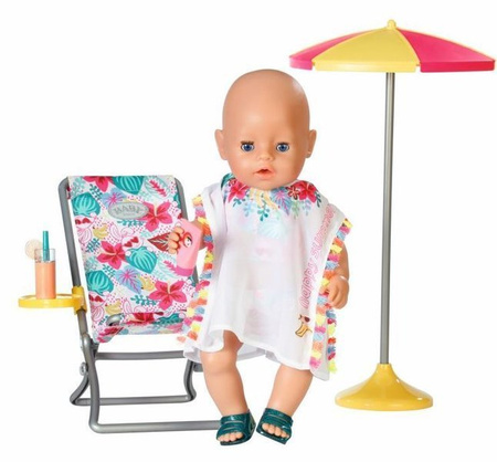 BABY Born Leżak i Parasol Plażowy z Akcesoriami dla Lalki