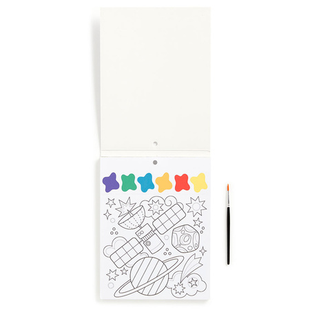 Mudpuppy Książeczka do malowania kolorowanka akwarelowa z pędzelkiem Kosmos 5+