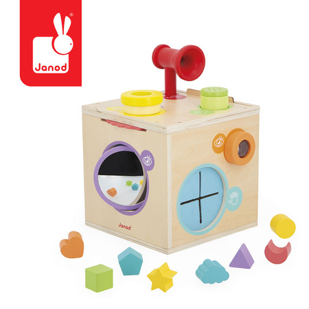 Janod Kostka sensoryczna drewniana 18 m+