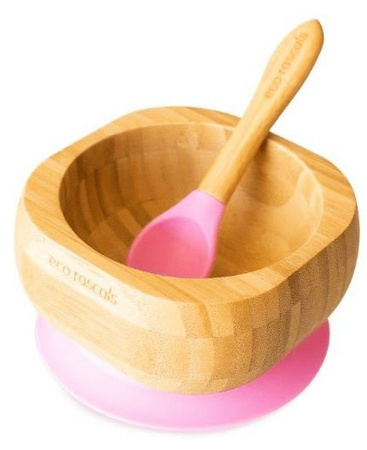 Eco Rascals Miseczka Bambusowa z Przyssawką i Łyżeczką Różowy