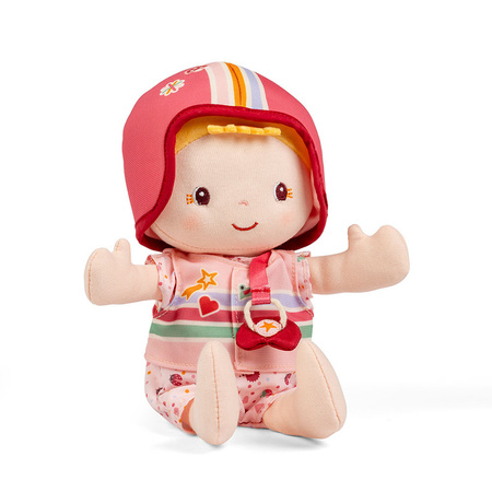 Lilliputiens Lalka dzidziuś w foteliku rowerowym z komforterem i kaskiem Lena 18 m+