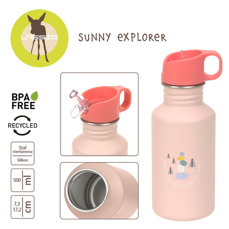 Lassig Bidon ze stali nierdzewnej z ustnikiem i uchwytem 500 ml Sunny Explorer rose/pink