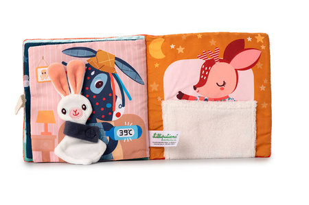 LILLIPUTIENS Miękka książeczka aktywizująca z mini-komforterem „Stella i jej przytulanka” 12 m+