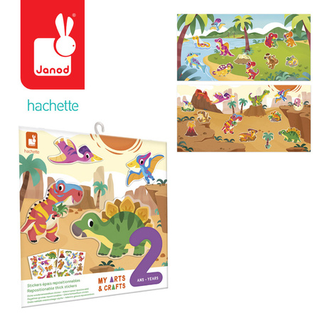 Janod Multizestaw kreatywny 2-latka My arts & crafts Grube naklejki wielorazowe Dinozaury 2+