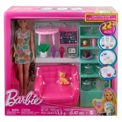LALKA BARBIE PRZYTULNA KAWIARNIA RELAKS W KAFEJCE zestaw z lalką +akcesoria