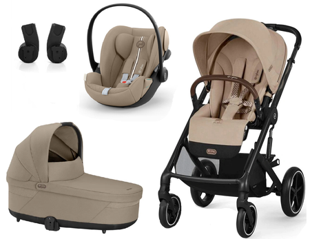 Cybex Balios S Lux 2.0 Wózek Głęboko-Spacerowy Almond Beige BLK + 	Cybex Cloud G I - Size Fotelik Samochodowy 0-13 kg + Adaptery