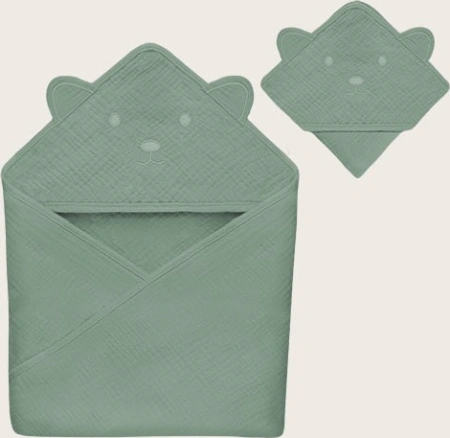 Lionelo Ręcznik kąpielowy z kapturkiem Muslin Hooded Towel Green Forest