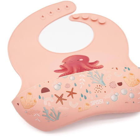 Sassi Śliniak silikonowy z kieszonką Ośmiornica 