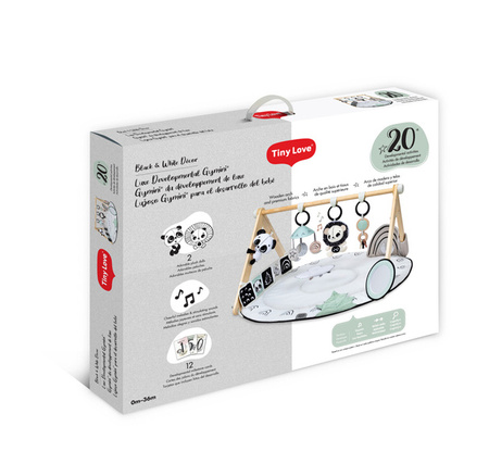 Tiny Love Décor Gimnastyka / Mata Edukacyjna z Drewnianym Stojakiem Czarno-biała