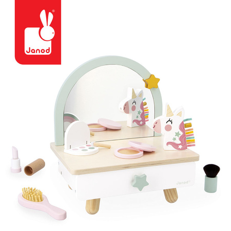 Janod Mała toaletka drewniana z akcesoriami Jednorożec 3+