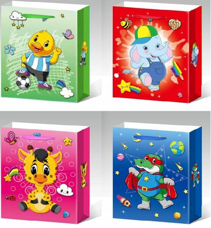 W&K Torebki Na Prezenty Dla Dzieci Kolorowe 26x32cm Mix Wzorów