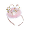 Souza! Opaska/tiara z futerkiem i koroną jasnoróżowa Alexandra