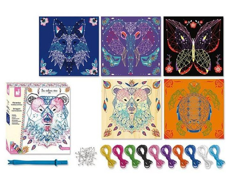 Janod String Art Zestaw Kreatywny Przeplatanka 3D Zwierzęta 8+