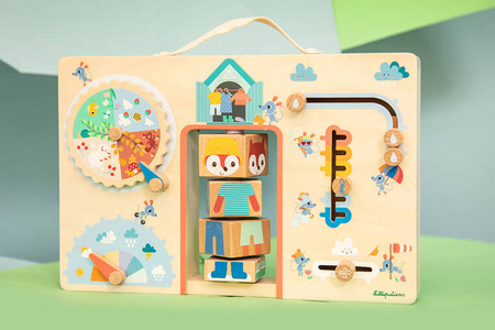Lilliputiens Drewniana tablica manipulacyjna walizka "Ubranie na każdą pogodę" Lisiczka Alice 2 lata +