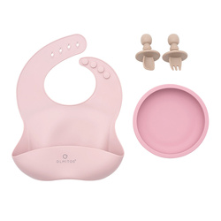 Olmitos Zestaw obiadowy silikonowy 4-elem. różowy