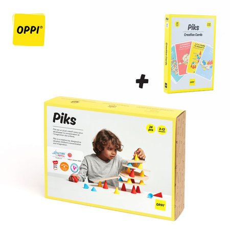 OPPI Kreatywny zestaw konstrukcyjny mały Piks Small 24  el. + Zestaw 24 kart kreatywnych 3+