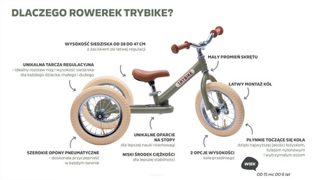 Trybike Pierwszy Rowerek Dziecięcy Biegowy Kremowy