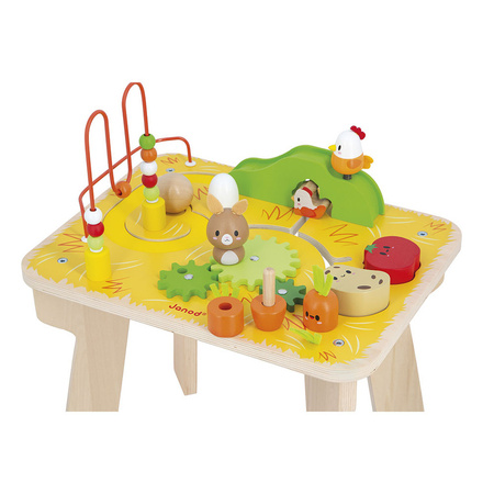 Janod Wielofunkcyjny stolik edukacyjny drewniany Farma 12m+