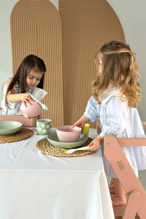 Baby Wood Kitchen Helper Składany Różowy