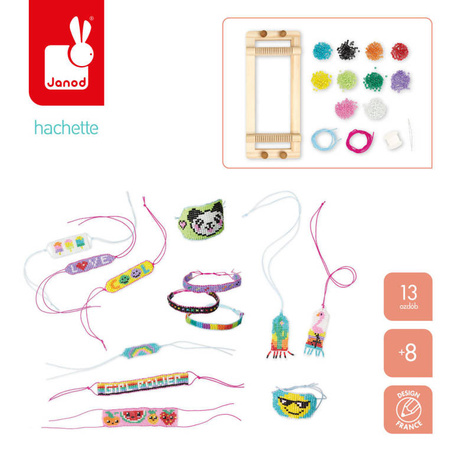 Janod Zestaw kreatywny do tworzenia biżuterii z koralików na krośnie tkackim 8+