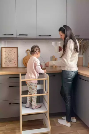 Baby Wood Slim M Kitchen Helper Szary