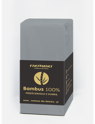 Fiki Miki Prześcieradło Bambusowe Szare Rozmiar 120x60 cm