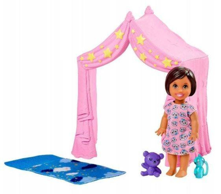 Barbie Akcesoria Namiocik, Zjeżdżalnia + Laleczka FXG94