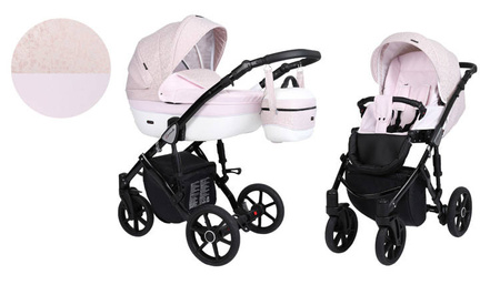 Kunert Lavado Wózek Głęboko-Spacerowy Żakard + Róż Czarna Rama Koła Żelowe