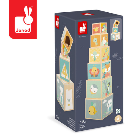 Janod Piramida wieża drewniana 6 el. Pure 12 m+