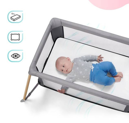 Kinderkraft Movi Łóżeczko Turystyczne   Grey&Wooden