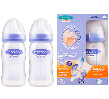 Lansinoh Butelka do Karmienia 2x240 ml+smoczek Natural Wave