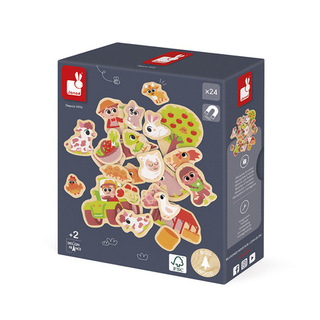 Janod Magnesy drewniane Na farmie 24 szt. 2+