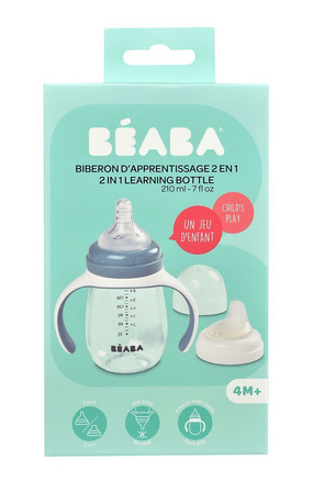 USZKODZONE OPAKOWANIE Beaba Butelka treningowa 2 w 1 tritanowa 210 ml windy blue