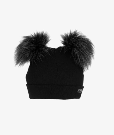 Iltom Czapka Chłopięca z Pomponami Rozmiar 42 Czarna