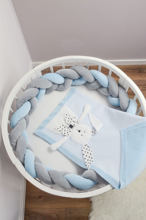 SenLove Ochraniacz do Łóżeczka Warkocz 360cm Szaro-Niebieski