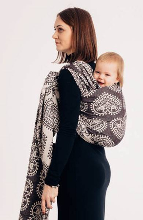 LennyLamb Żakardowa Chusta Do Noszenia Dzieci 74%Bawełna 26% Jedwab FOLKOWE SERCA NOSTALGIA rozm M